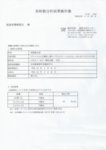 放射線分析結果報告書